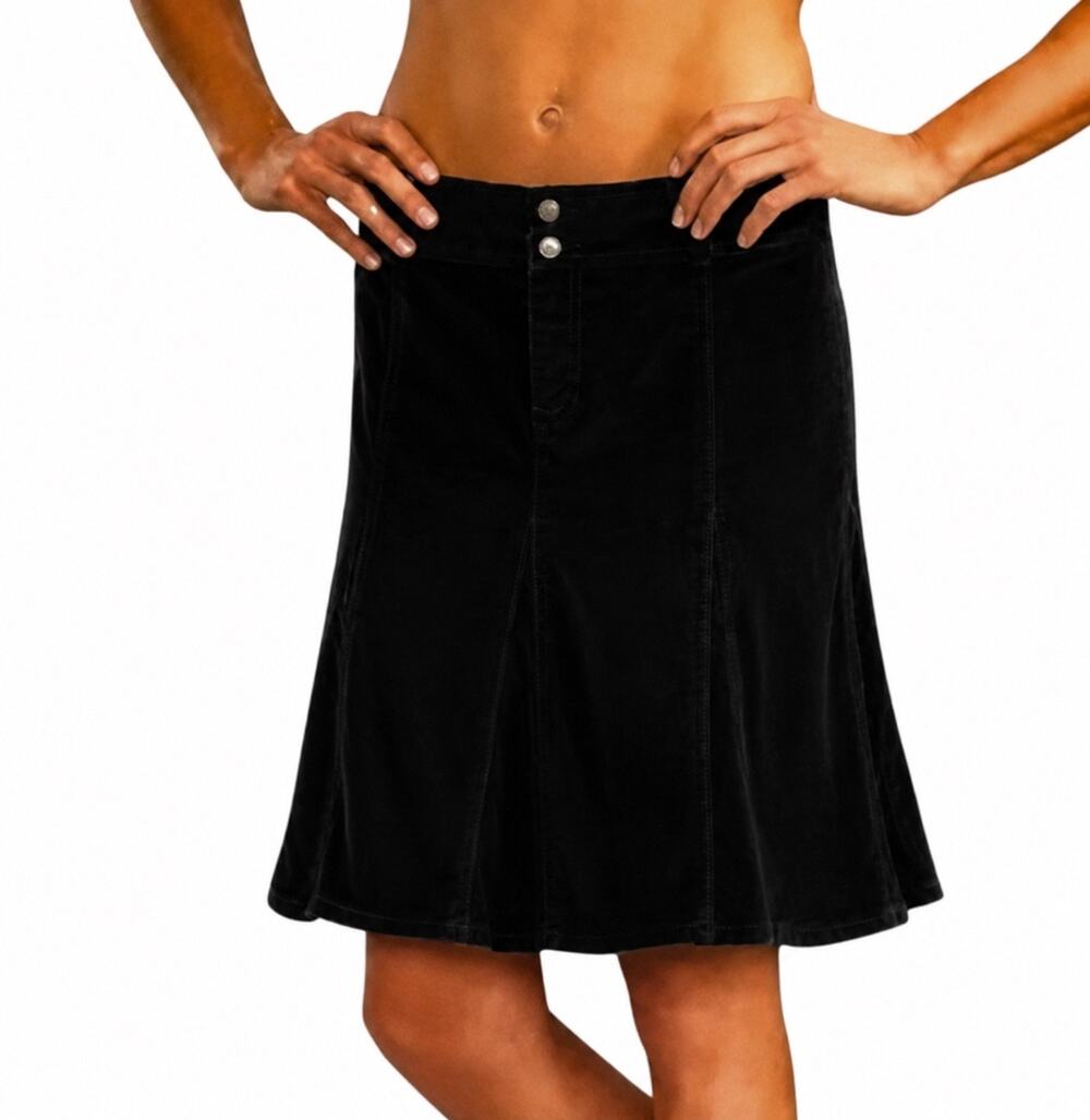 Athleta Whenever Cord Skirt Black Corduroy A-Line Size 12 Stretch Casual Pockets